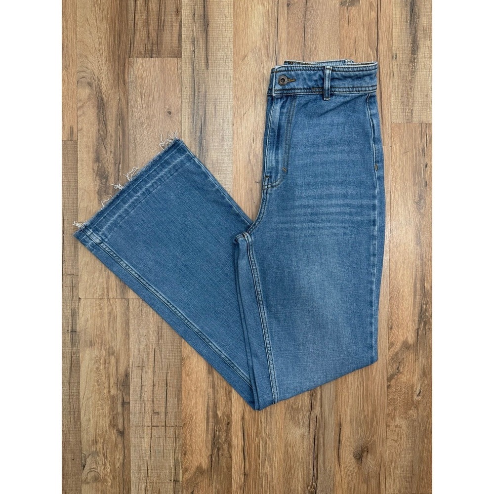 We The Free Flare Jeans Womens‎ 26 High Rise Raw Hem Boho Denim